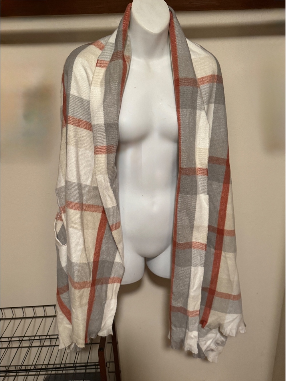 A New Day Plaid Shawl Wrap with Armholes - One Size NWT